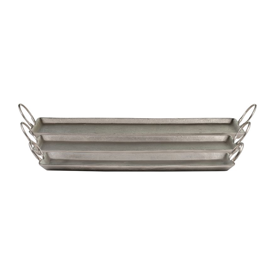 Sagebrook - Metal Casted Trays (Set Of 3) in Metallic