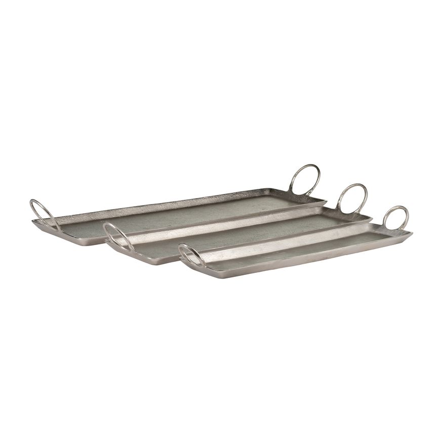 Sagebrook - Metal Casted Trays (Set Of 3) in Metallic