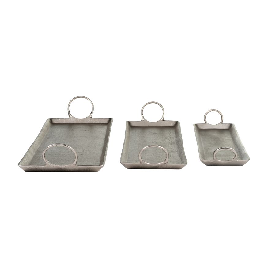 Sagebrook - Metal Casted Trays (Set Of 3) in Metallic