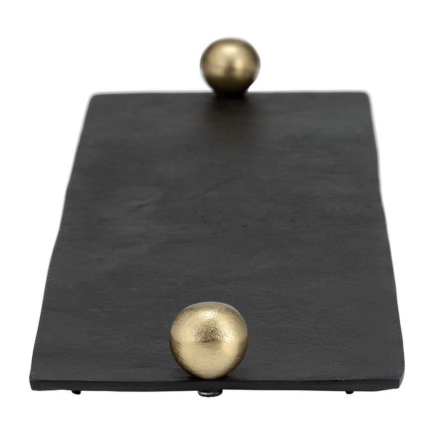 Sagebrook - 24"/18" Metal Flat Tray With Gold Knob Handles (Set Of 2)