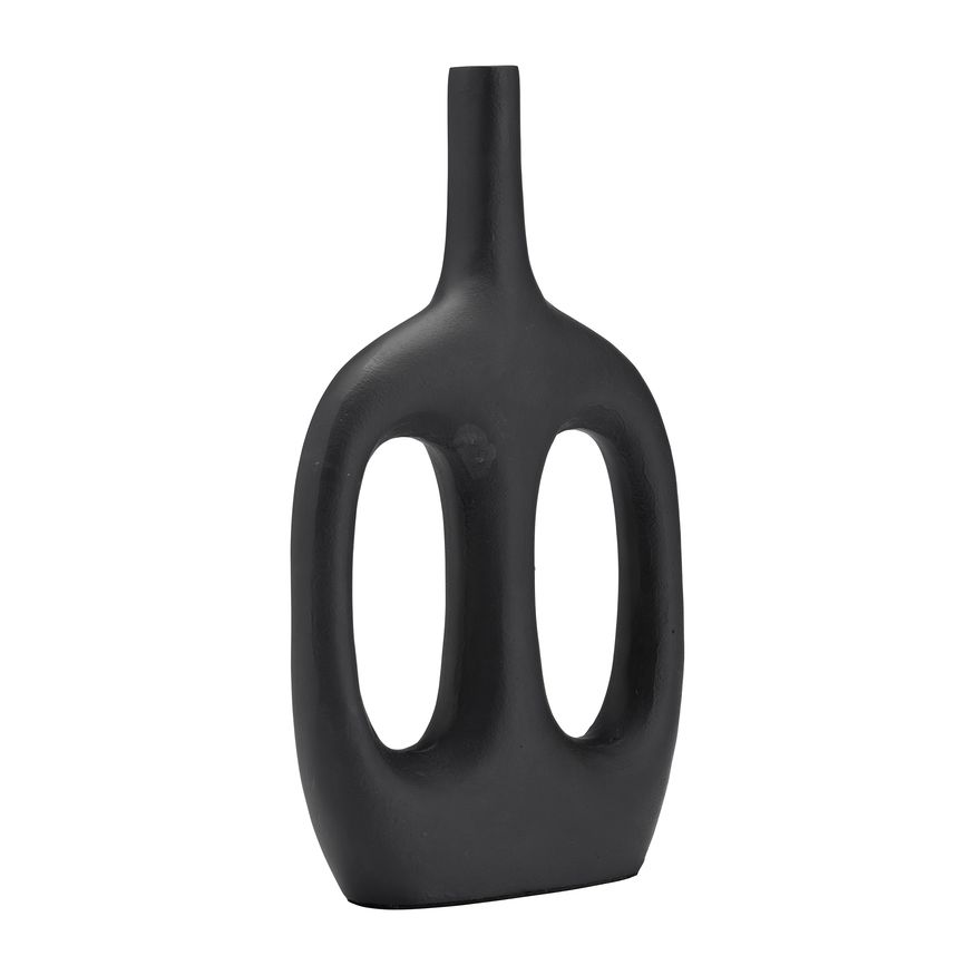 Sagebrook 15" Metal Hollow Handles Vase - Black