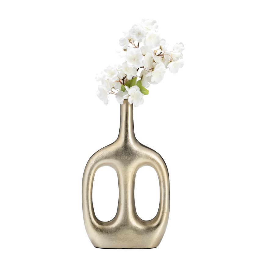 Sagebrook 15" Metal Hollow Handles Vase - Champagne