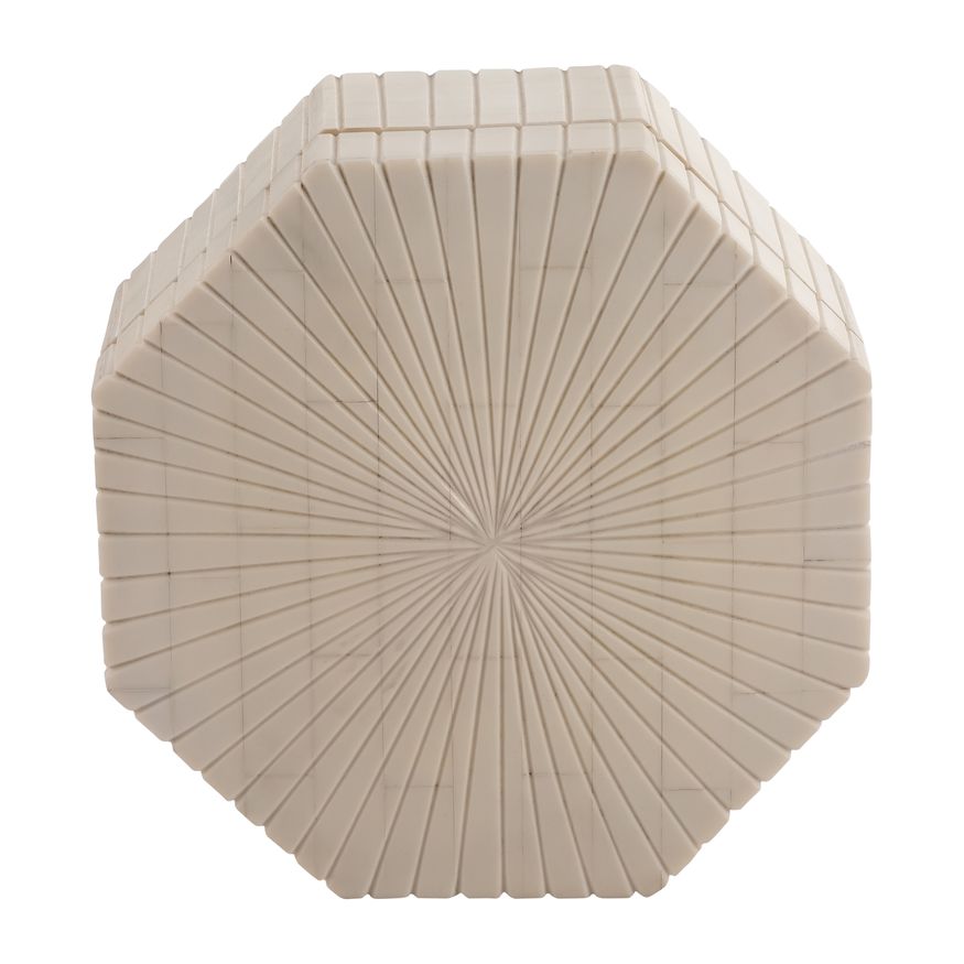 Sagebrook - 6"/8" Resin Hexagon Boxes With Ridge Design (Set Of 2) in Ivory