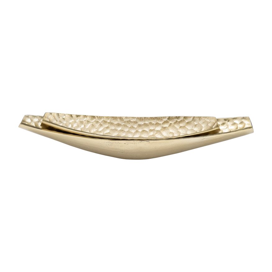 Sagebrook - 18"/24" Metal Hammered Elongated Trays (Set Of 2) in Champagne