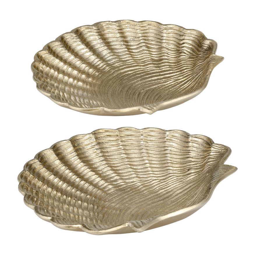 Sagebrook 10"/12" Metal Flat Shell Dish (Set Of 2) - Champagne