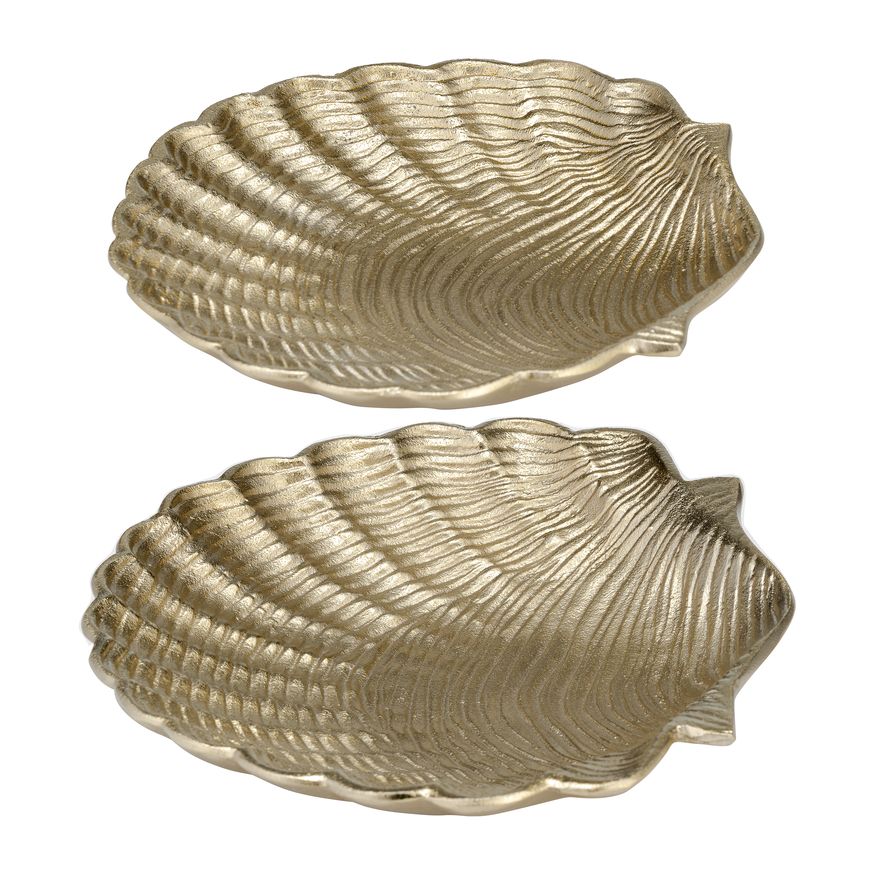 Sagebrook 10"/12" Metal Flat Shell Dish (Set Of 2) - Champagne