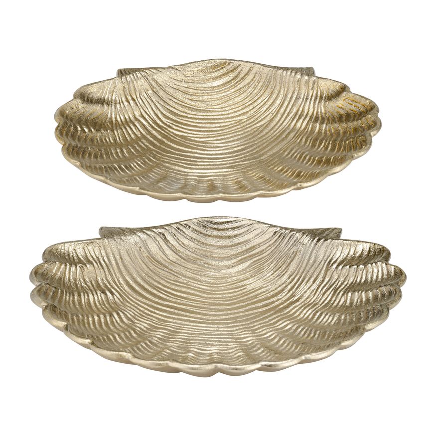 Sagebrook 10"/12" Metal Flat Shell Dish (Set Of 2) - Champagne