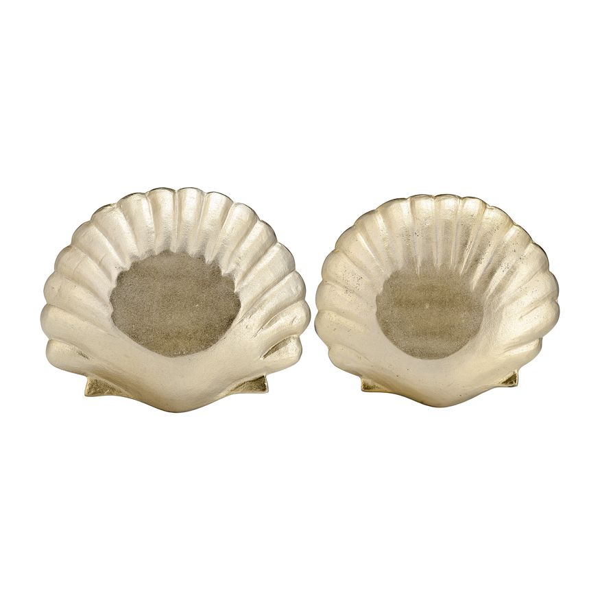 Sagebrook 10"/12" Metal Flat Shell Dish (Set Of 2) - Champagne