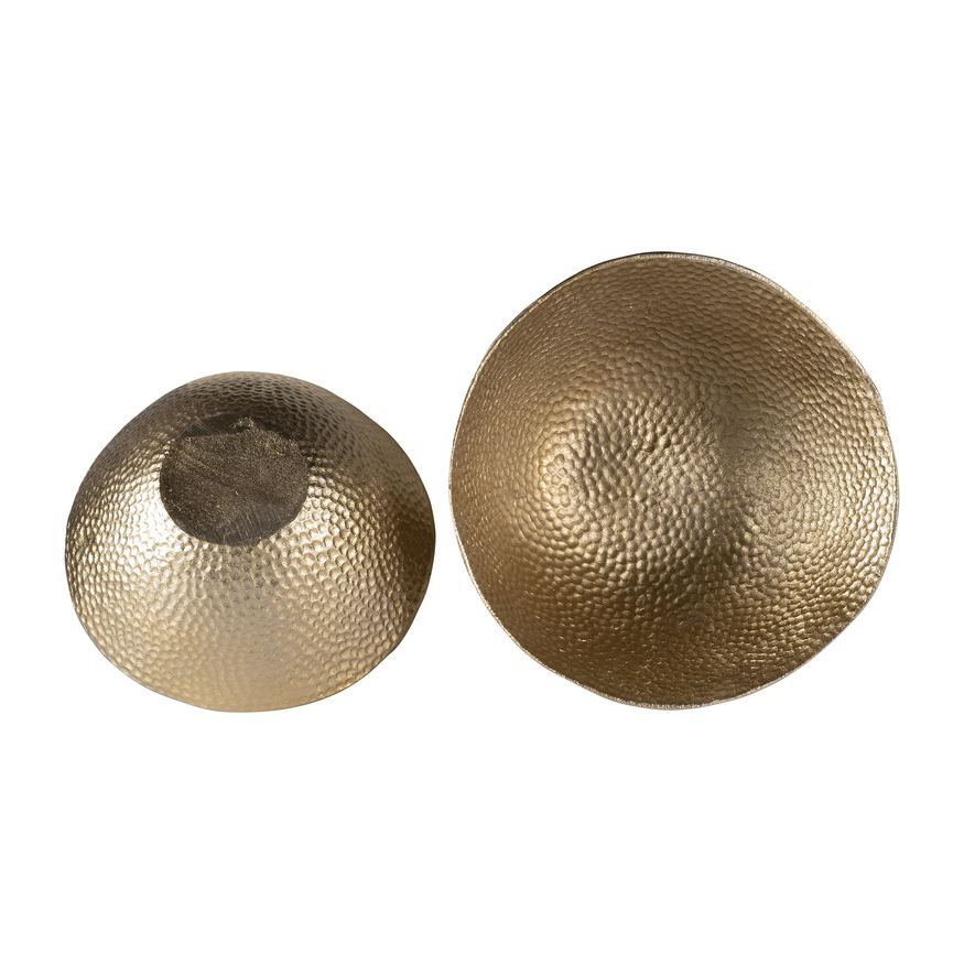 Sagebrook - 11"/13" Metal Round Hammered Bowls (Set Of 2) in Champagne