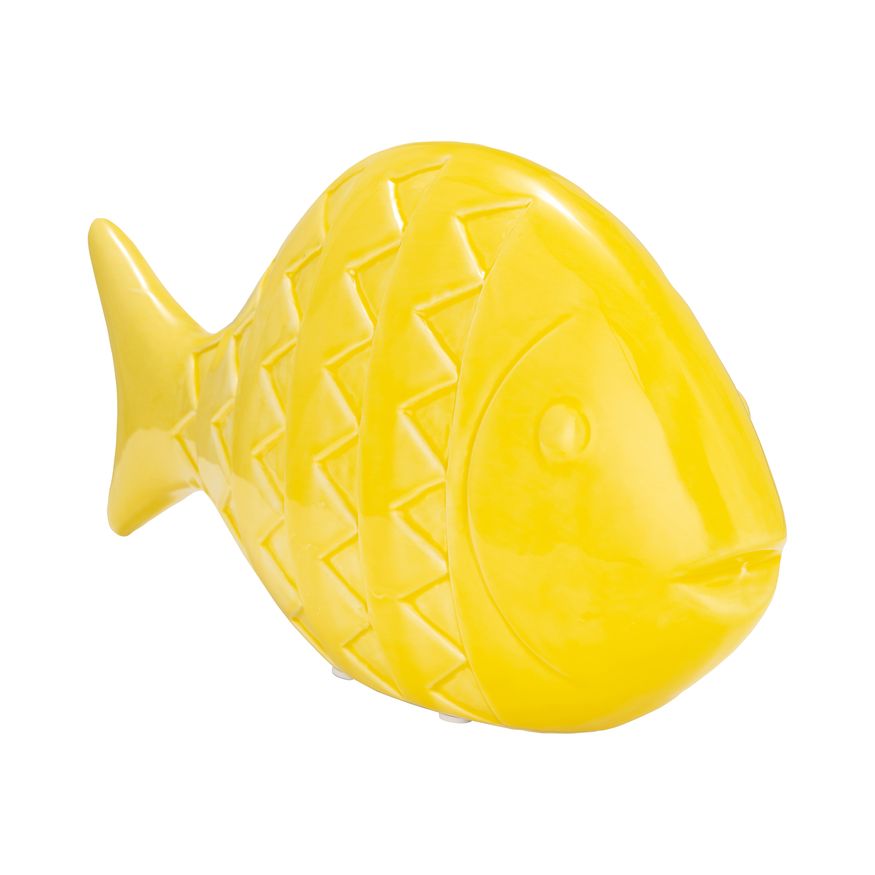 Sagebrook 13" Ceramic Zigzag Scaled Fish - Yellow