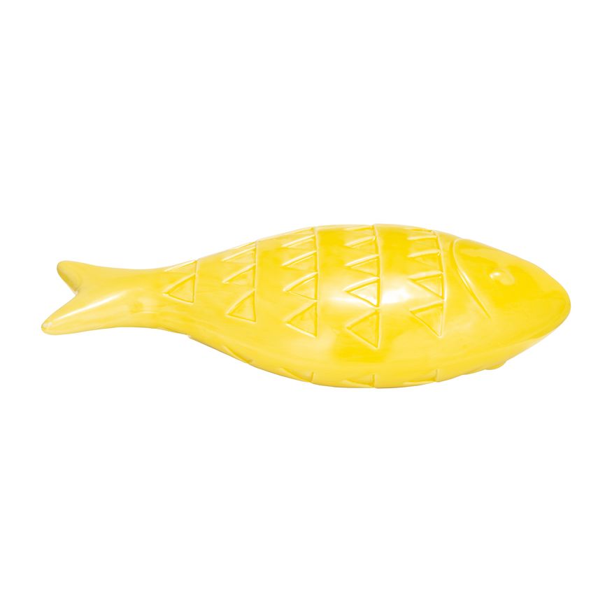 Sagebrook 13" Ceramic Zigzag Scaled Fish - Yellow