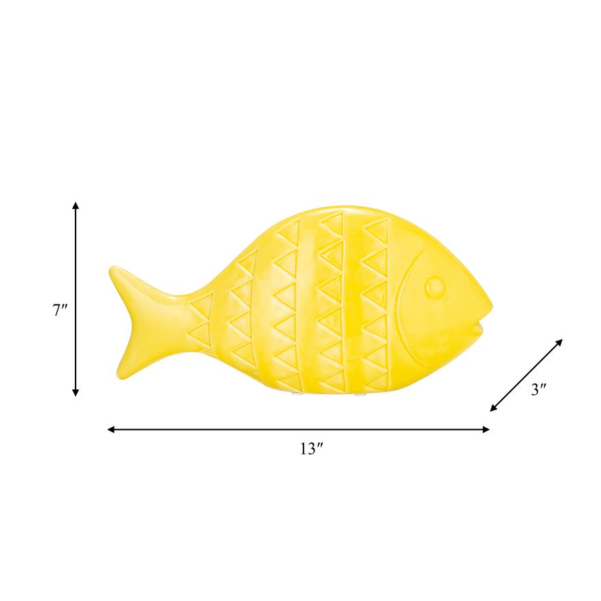 Sagebrook 13" Ceramic Zigzag Scaled Fish - Yellow