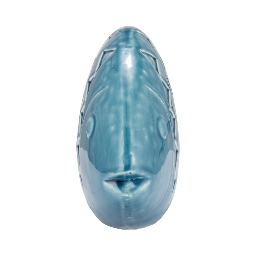 Sagebrook 13" Ceramic Zigzag Scaled Fish - Blue