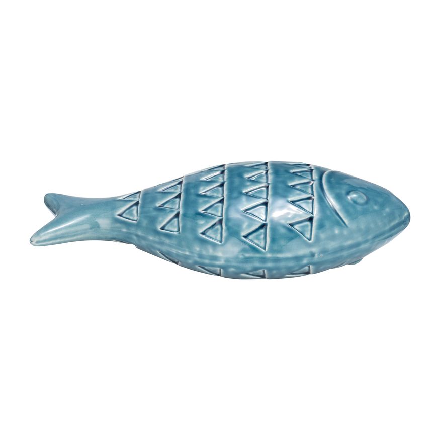 Sagebrook 13" Ceramic Zigzag Scaled Fish - Blue