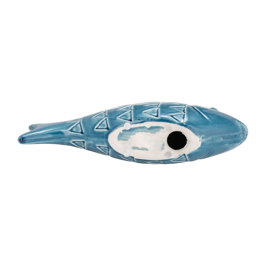 Sagebrook 13" Ceramic Zigzag Scaled Fish - Blue