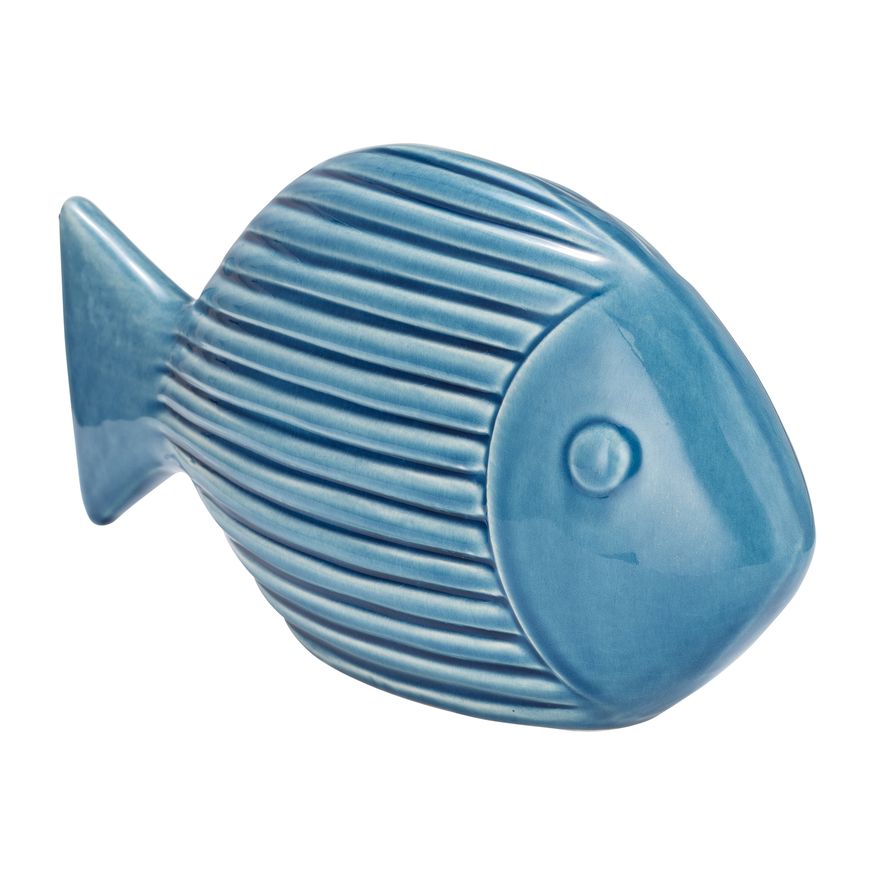 Sagebrook - 11" Ceramic Striped Fish in Blue