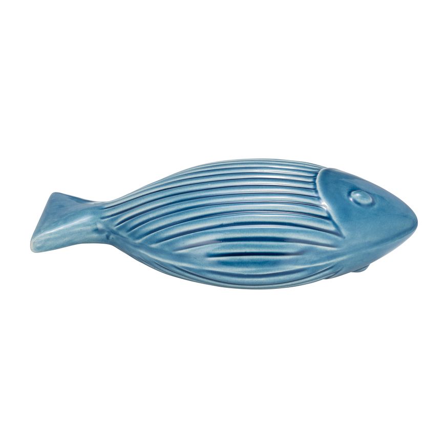 Sagebrook - 11" Ceramic Striped Fish in Blue