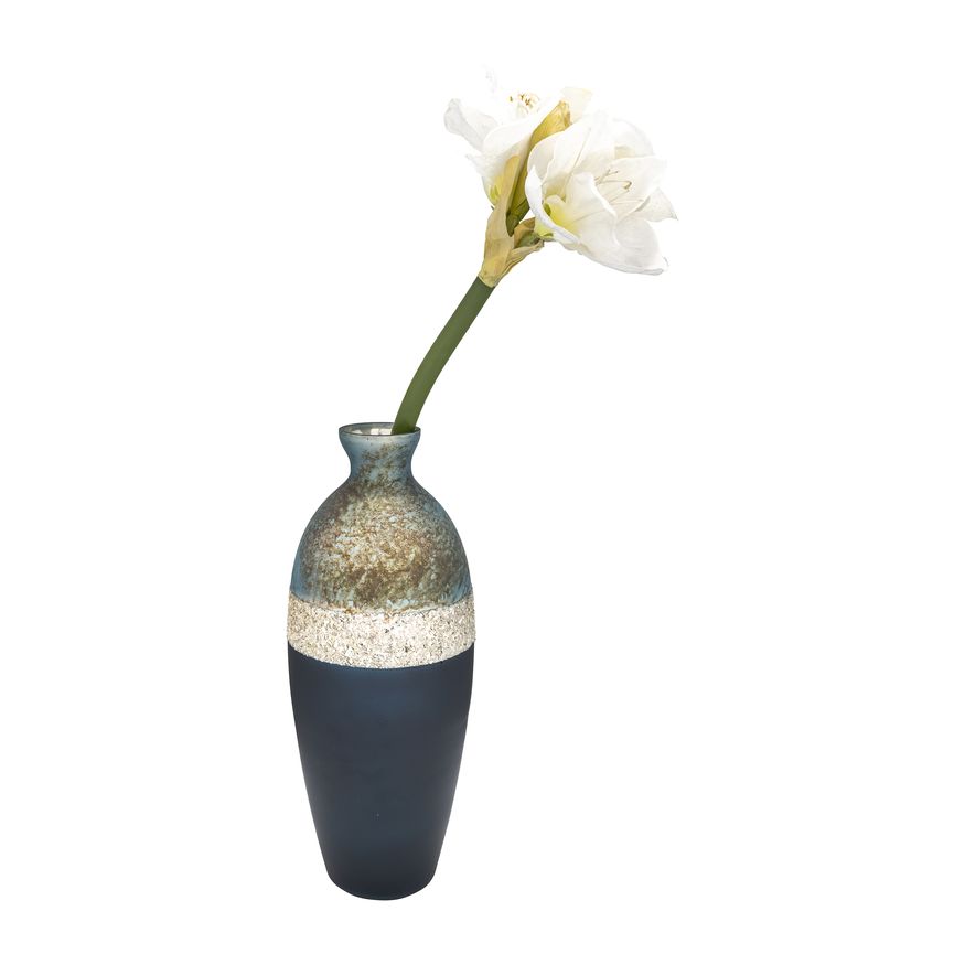 Sagebrook 16" Glass Tri-colored Glittered Vase - Multi