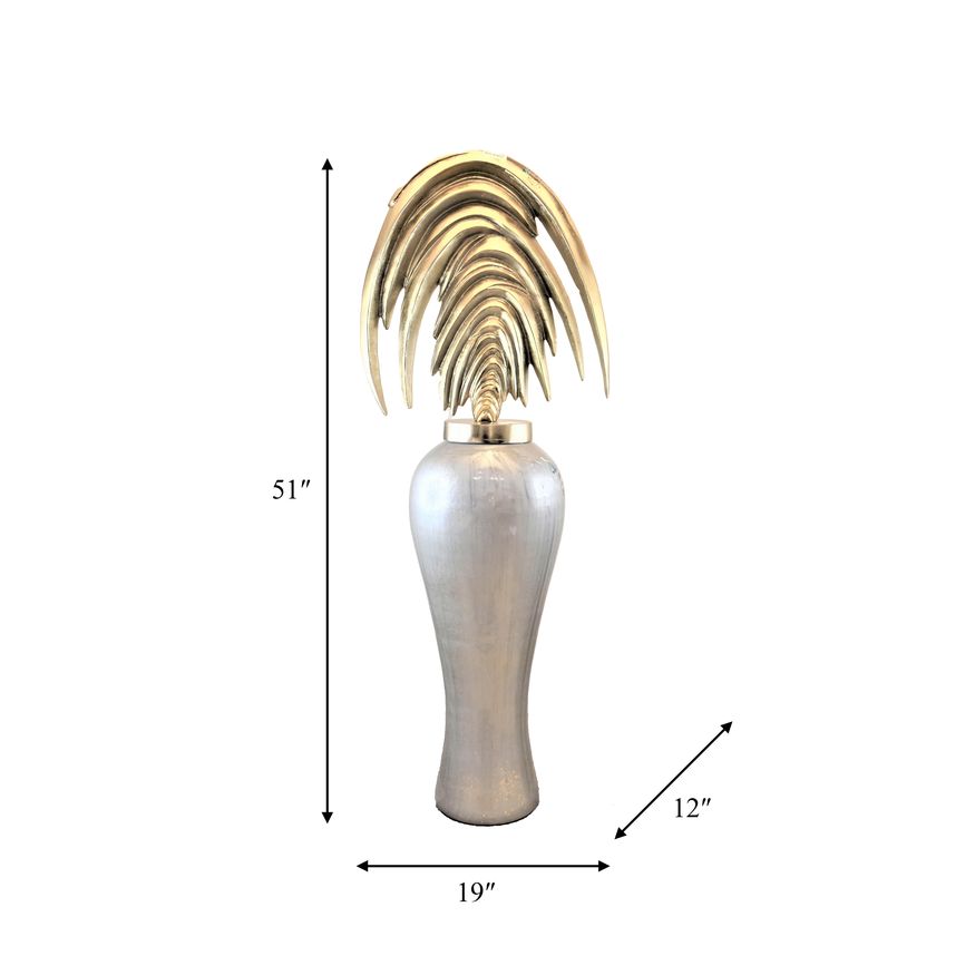 Sagebrook - 51" Glass Mid-Century Floor Vase in Gray/Gold