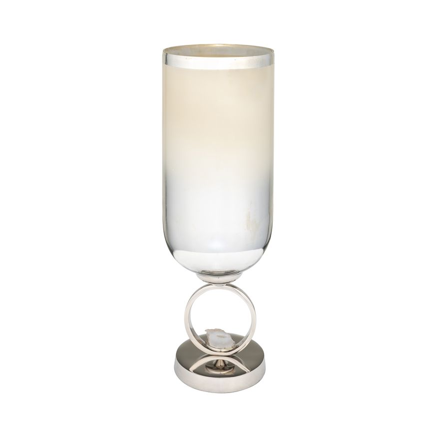 Sagebrook 17" Glass Vase With Metal Base Stone Accent