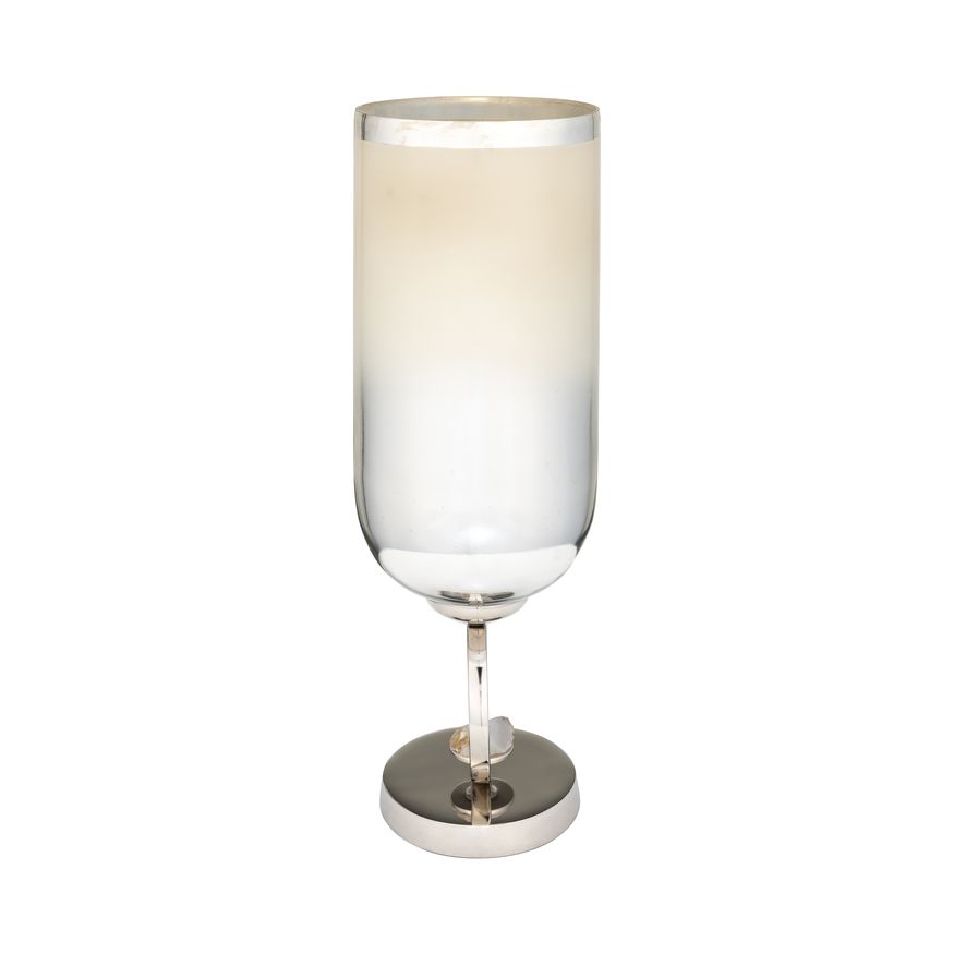 Sagebrook 17" Glass Vase With Metal Base Stone Accent - Pearl