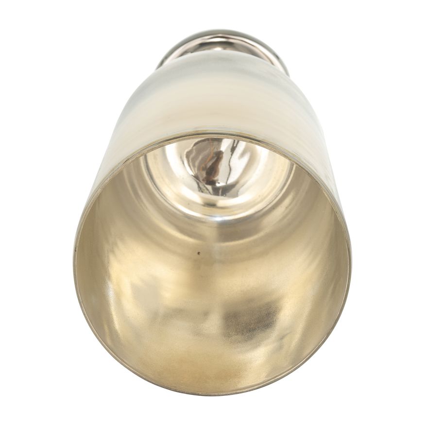 Sagebrook 17" Glass Vase With Metal Base Stone Accent - Pearl