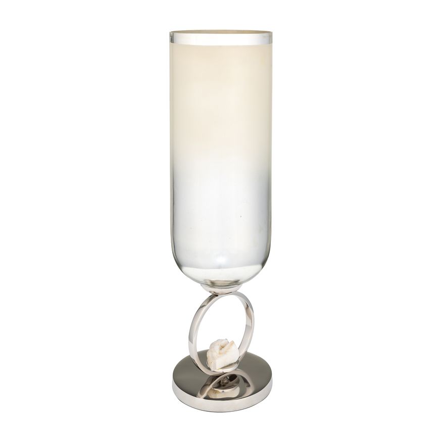 Sagebrook 17" Glass Vase With Metal Base Stone Accent