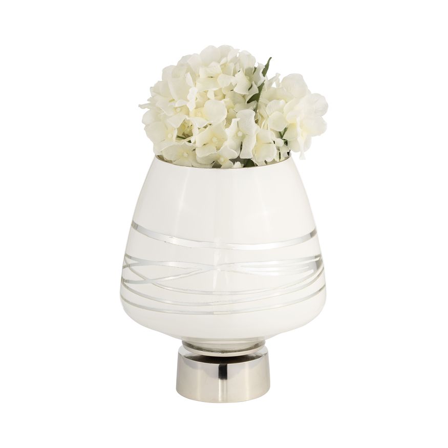 Sagebrook 9" Glass Vase With Silver Base - White