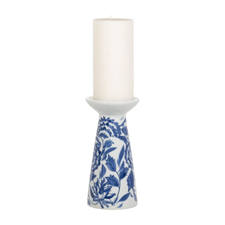 Sagebrook 8" Porcelain Chinoiserie Candle Holder - Blue/White