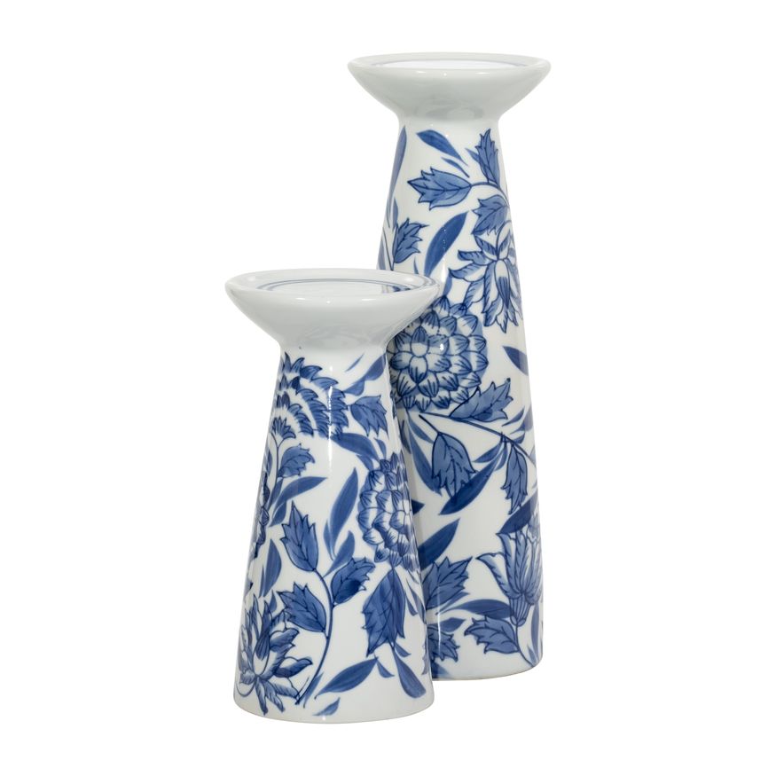 Sagebrook 8" Porcelain Chinoiserie Candle Holder - Blue/White