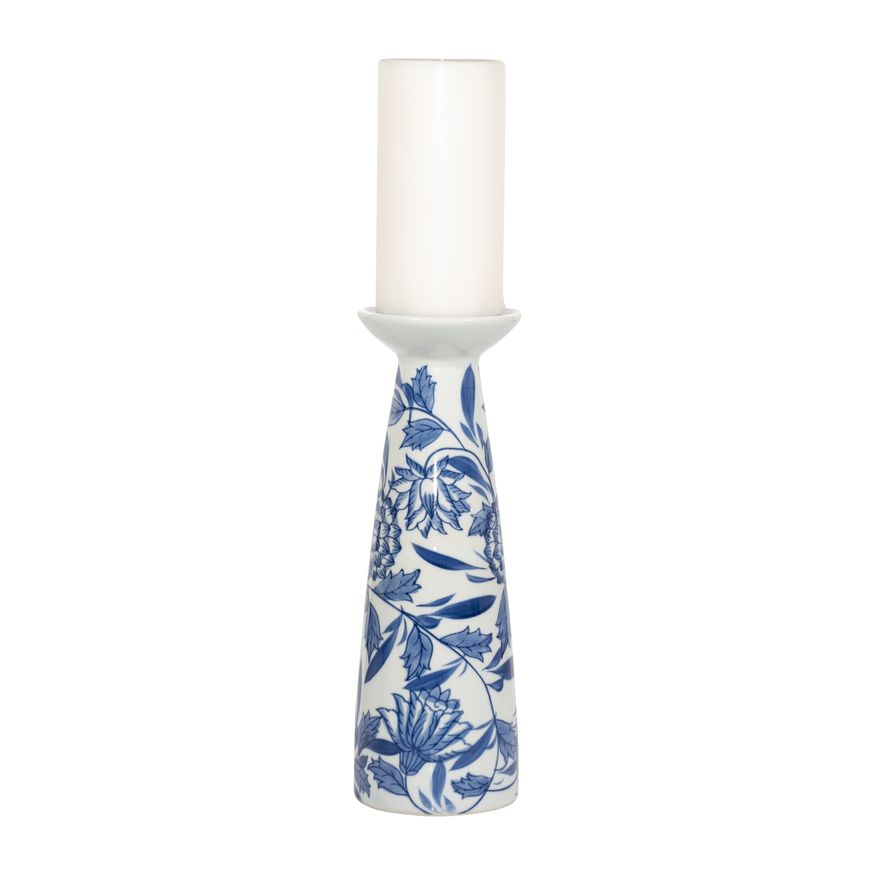 Sagebrook 12" Porcelain Chinoiserie Candle Holder - Blue/White