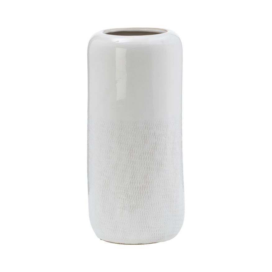 Sagebrook 12" Ceramic Grooved Vase - Ivory