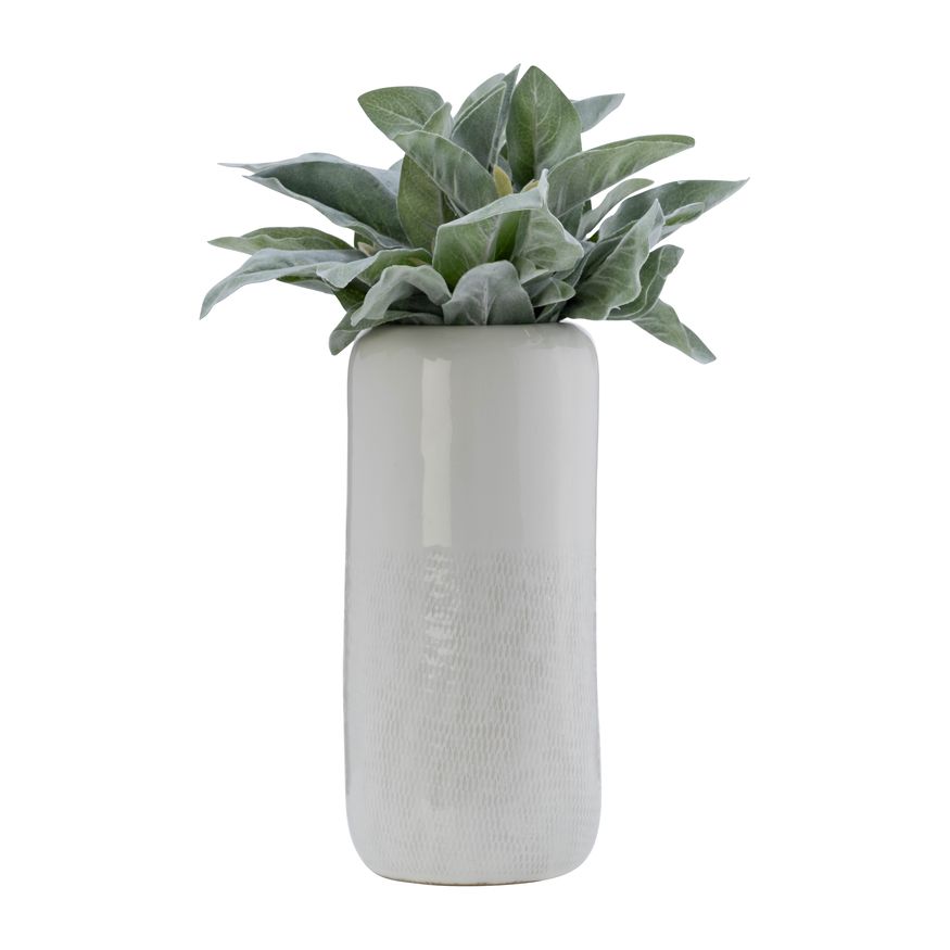 Sagebrook 12" Ceramic Grooved Vase - Ivory