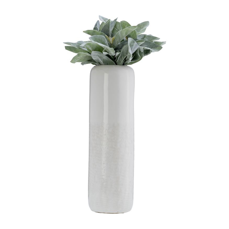 Sagebrook 18" Ceramic Grooved Vase - Ivory