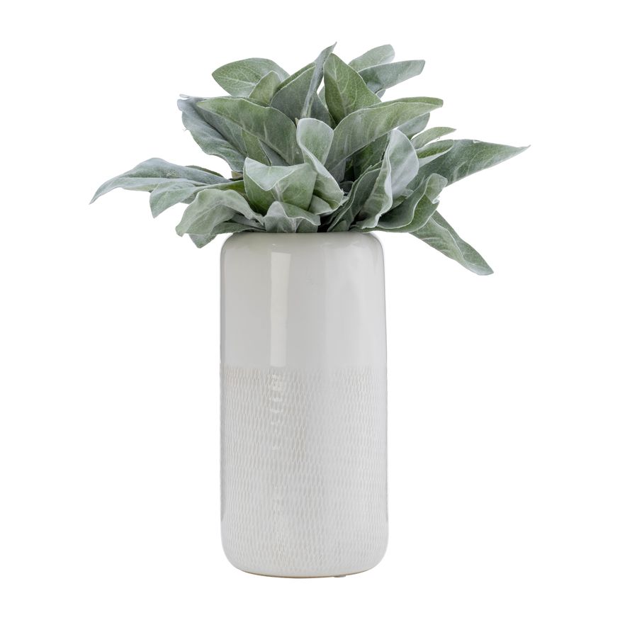 Sagebrook 10" Ceramic Grooved Vase - Ivory