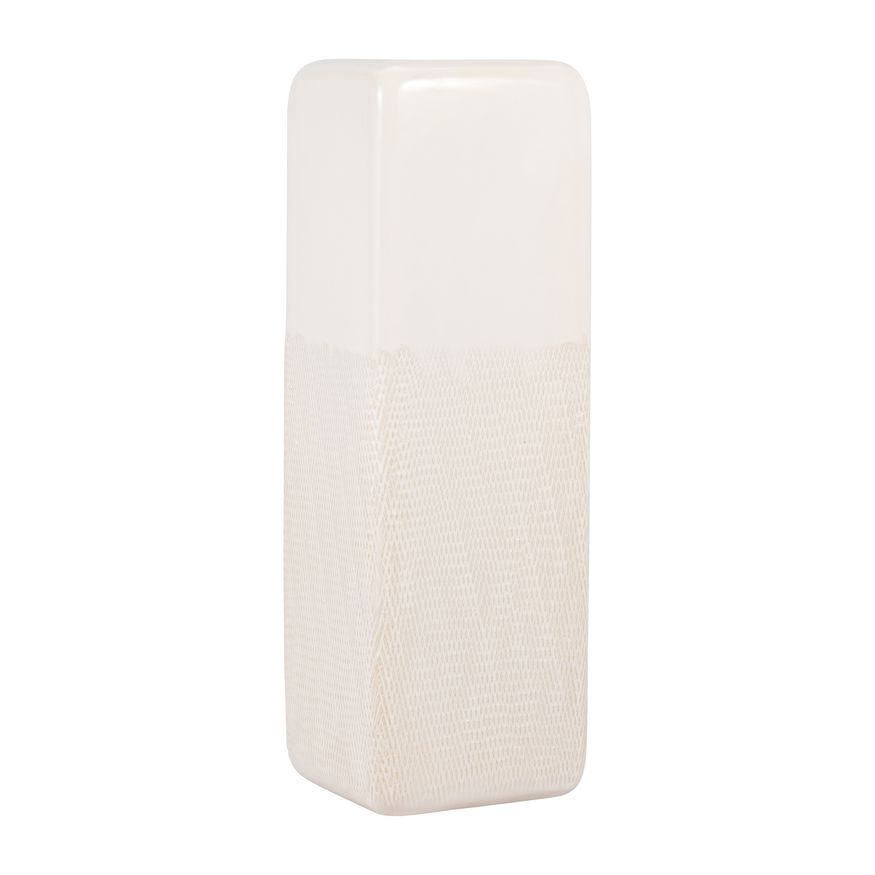 Sagebrook™ 18" Ceramic Squared Grooved Vase - Ivory