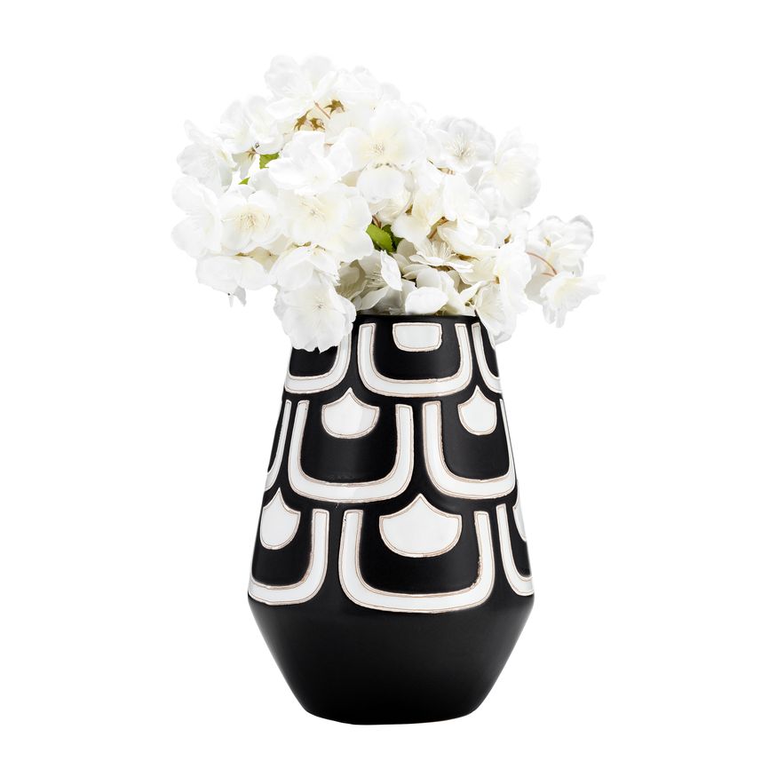 Sagebrook - 10" Ceramic Tribal Vase in Black/White