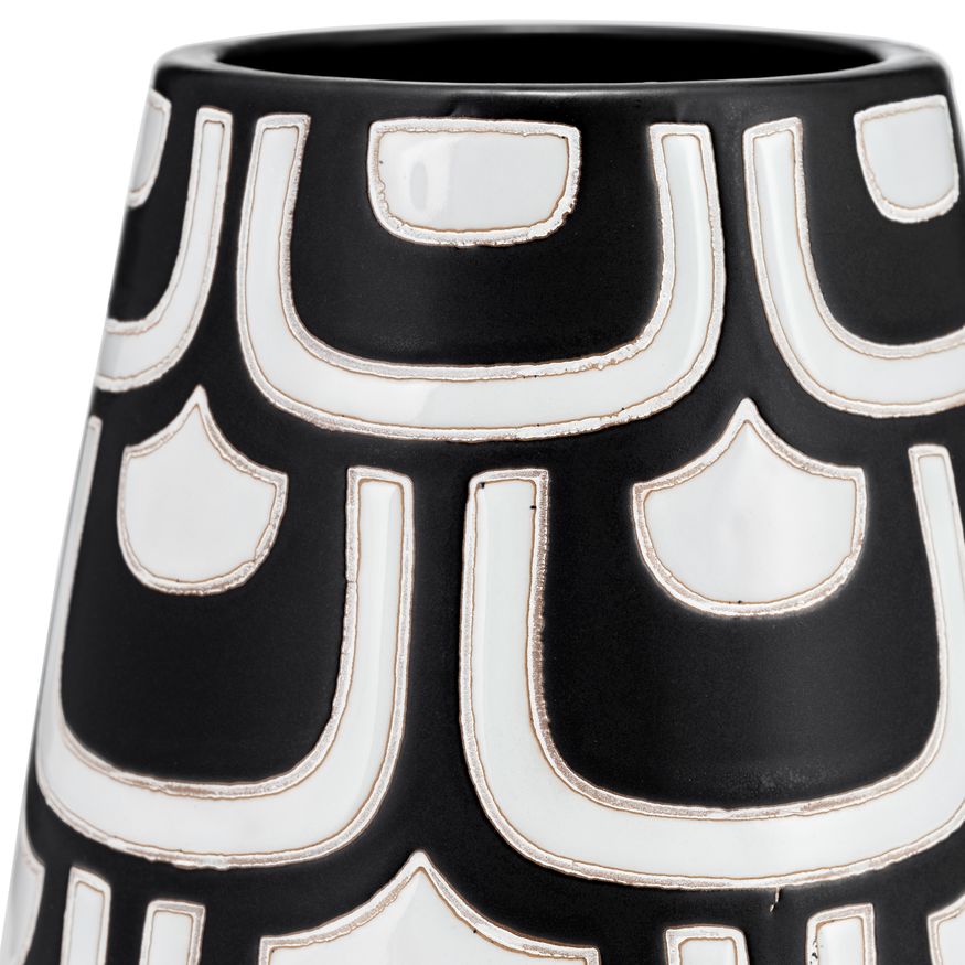 Sagebrook - 10" Ceramic Tribal Vase in Black/White