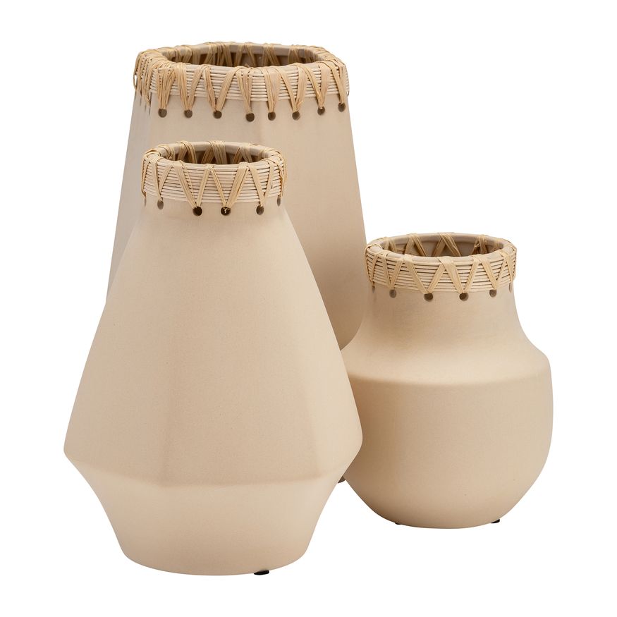 Sagebrook 7" Ceramic Vase With Weaving - Natural