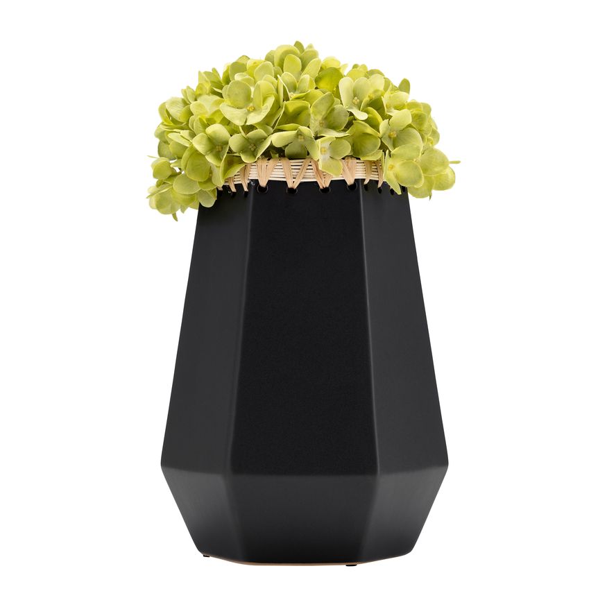 Sagebrook 11" Ceramic Vase With Weaving - Black