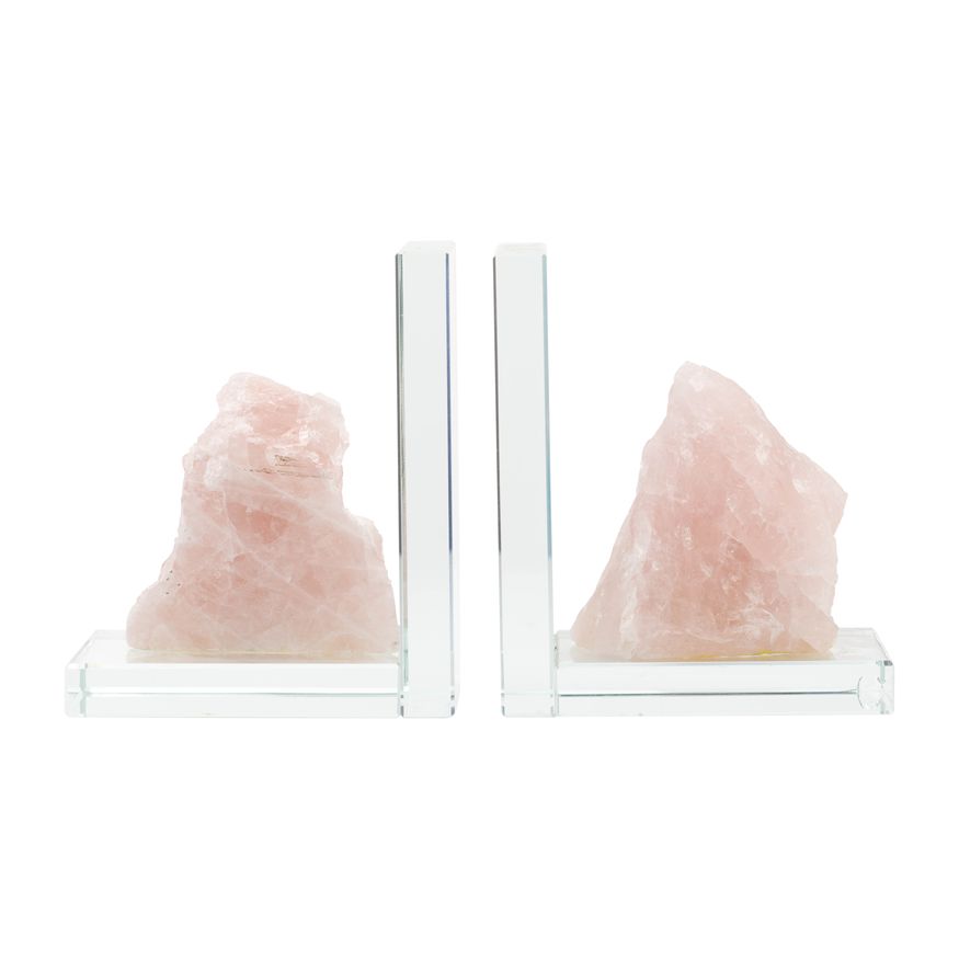 Sagebrook 5" Glass Bookends With White Stone (Set Of 2)