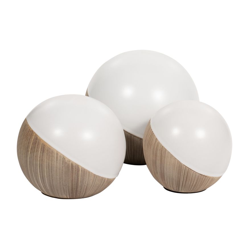 Sagebrook 4"/5"/6" Ceramic 2-tone Orbs (Set Of 3) - Cream/White