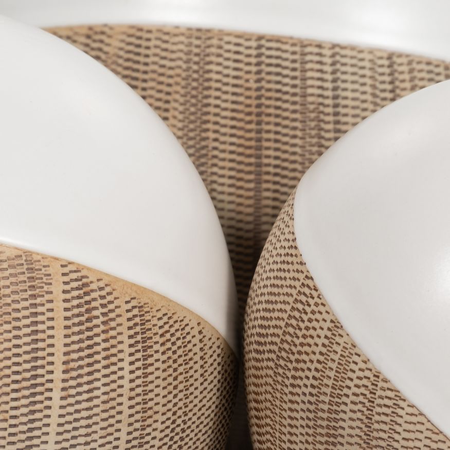 Sagebrook 4"/5"/6" Ceramic 2-tone Orbs (Set Of 3) - Cream/White