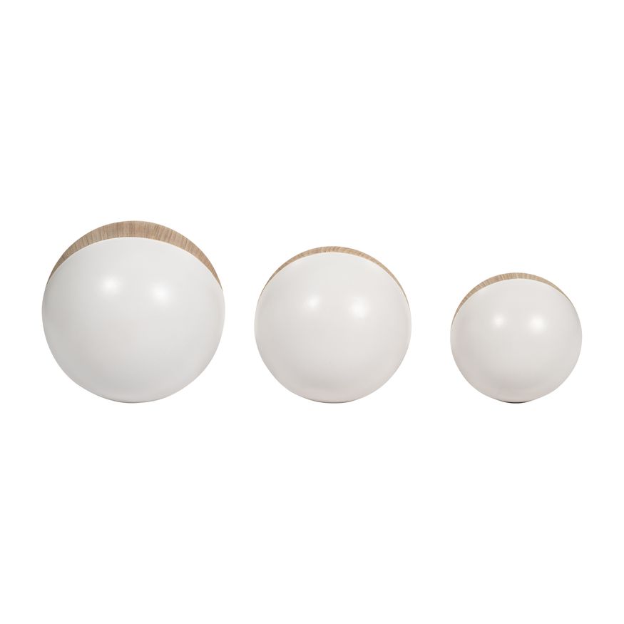 Sagebrook 4"/5"/6" Ceramic 2-tone Orbs (Set Of 3) - Cream/White