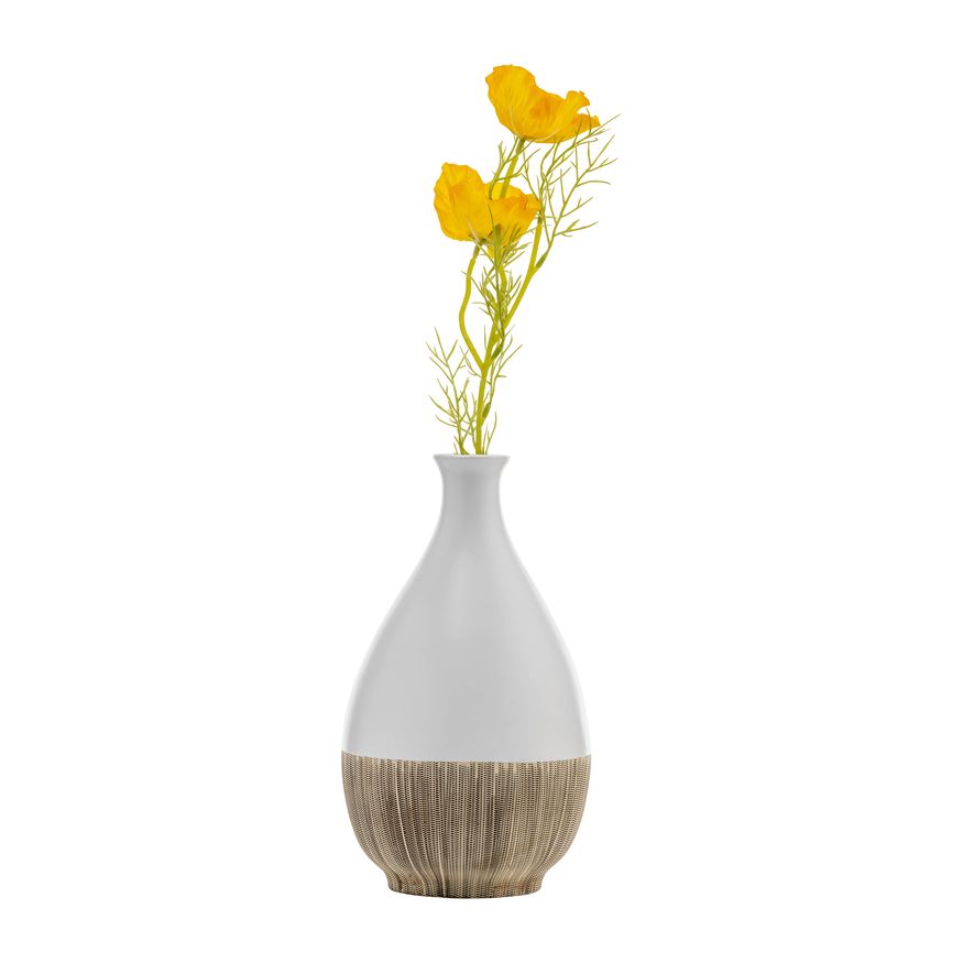 Sagebrook 7" Ceramic 2-tone Teardrop Vase - Creme/White