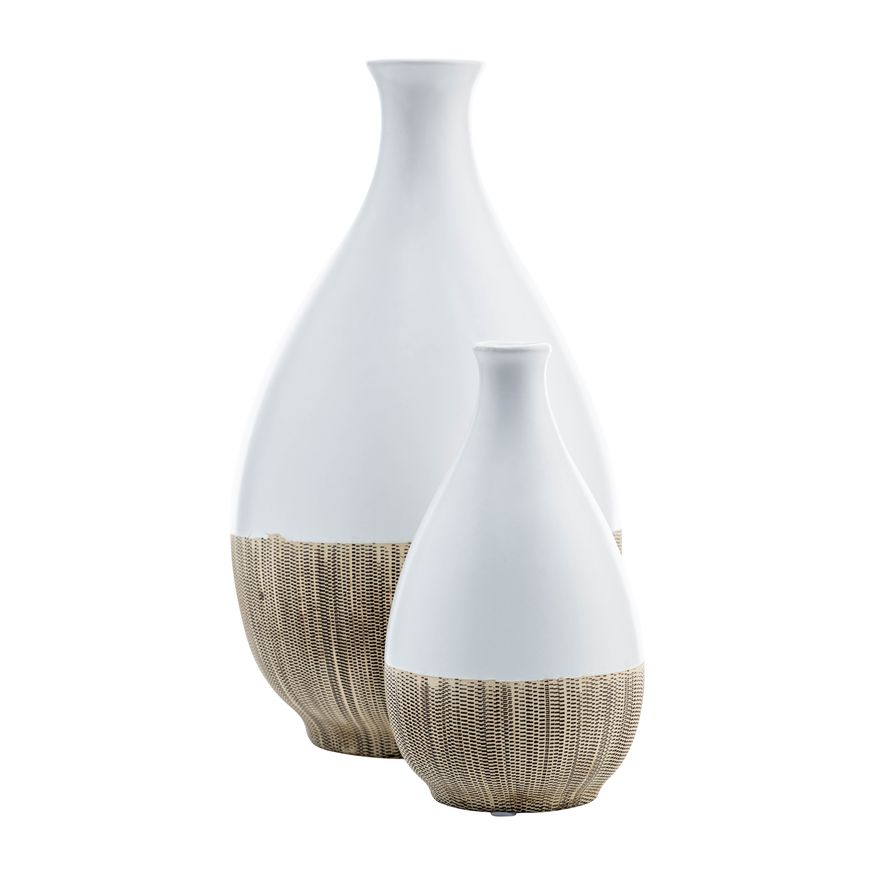 Sagebrook 7" Ceramic 2-tone Teardrop Vase - Creme/White