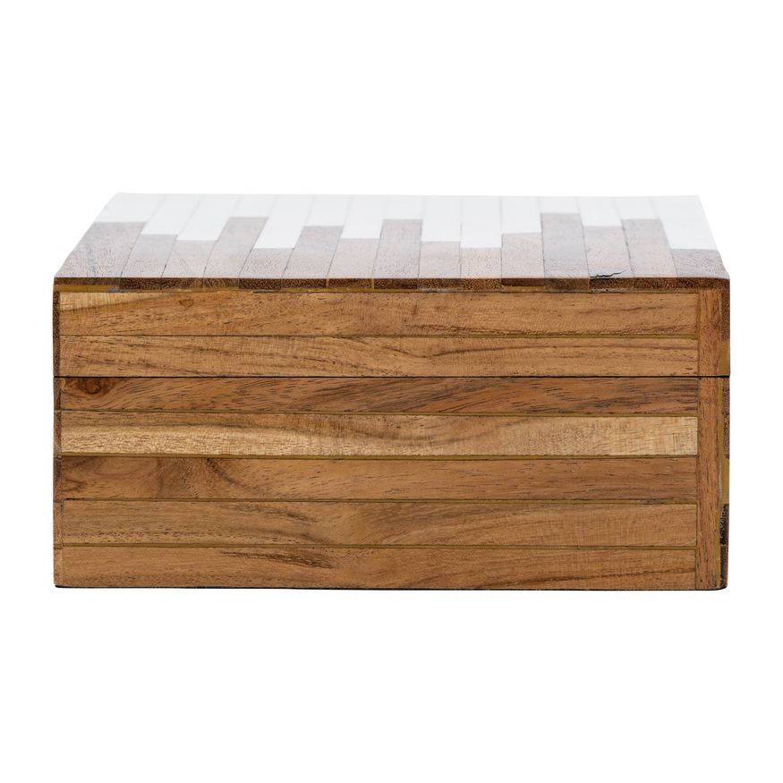 Sagebrook - 6"/7"/9" Resin 2-Toned Boxes (Set Of 3) in Natural/White