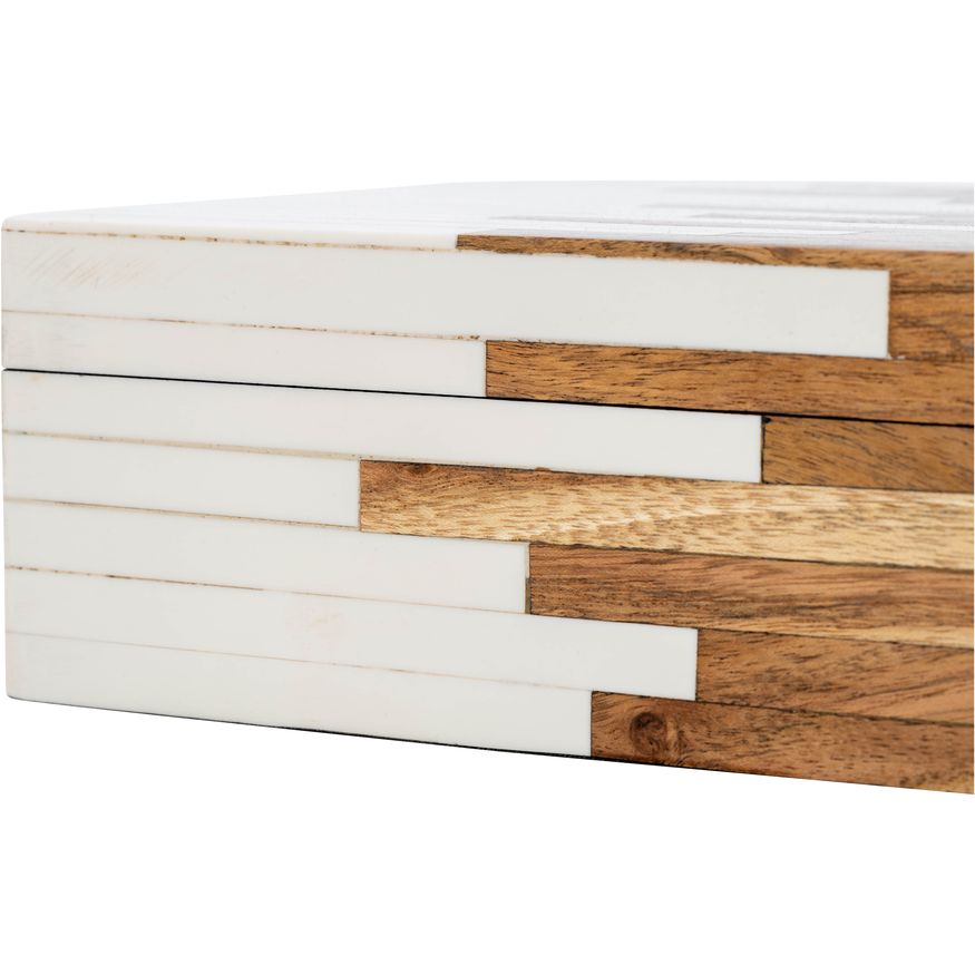 Sagebrook - 6"/7"/9" Resin 2-Toned Boxes (Set Of 3) in Natural/White