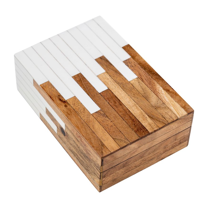 Sagebrook - 6"/7"/9" Resin 2-Toned Boxes (Set Of 3) in Natural/White