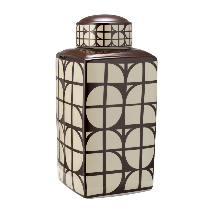 Sagebrook 18" Ceramic Square Jar With Lid - Java/Cotton